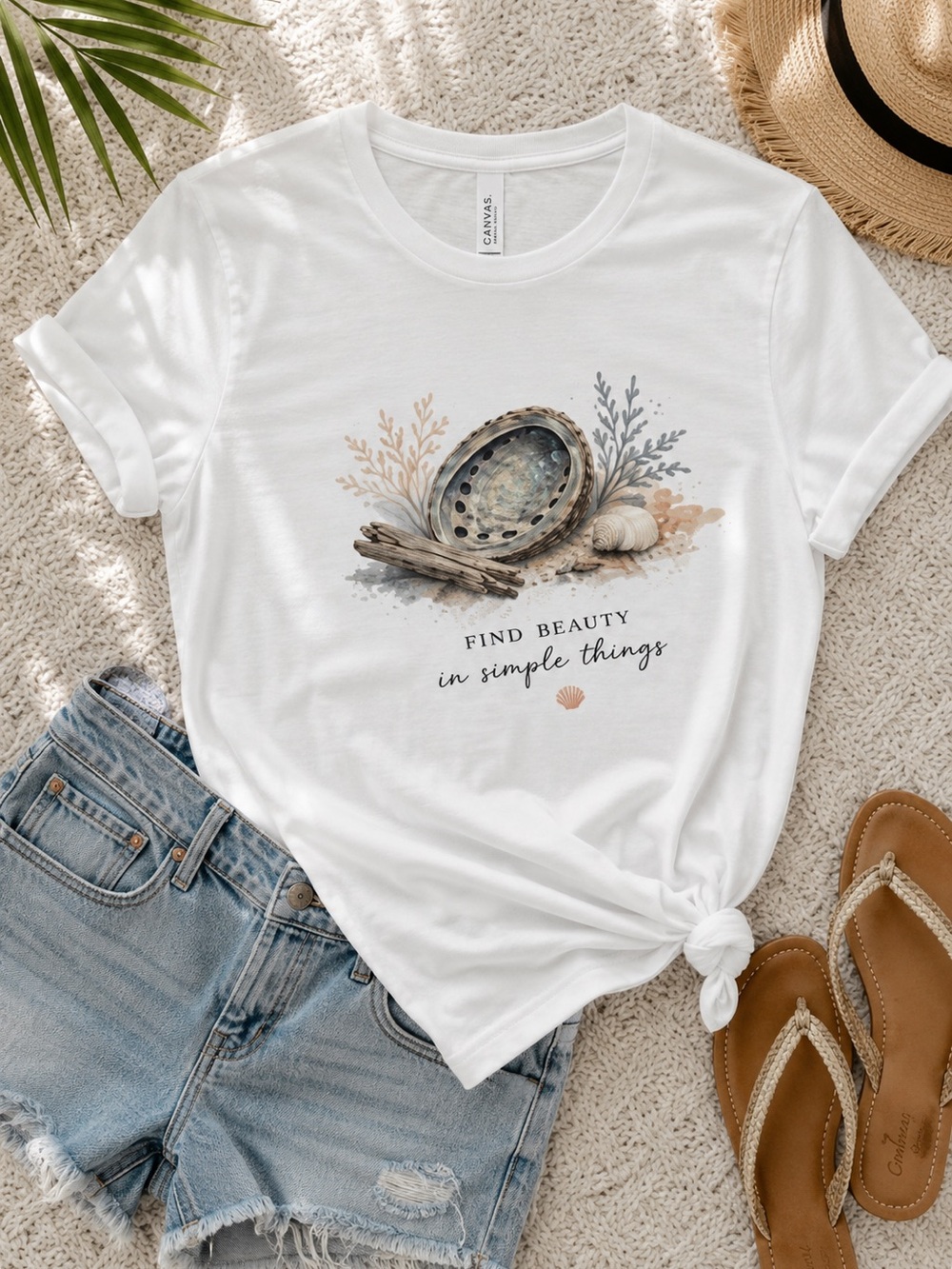 Bella Canvas 3001 Unisex M Abalone Shell Coastal Graphic Tee relugo365.